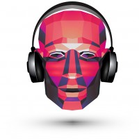 abstraction. DJ and headphones on a white background. vector illustration